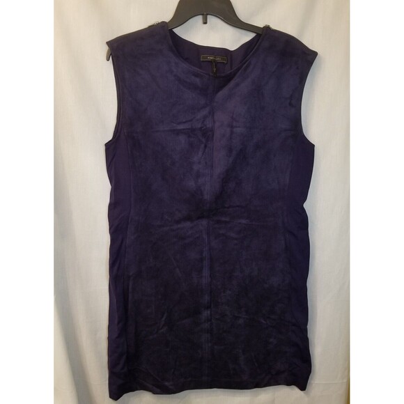 BCBG Max Azria "Karlee" Navy Blue Vegan Suede Mini Dress, Size Large - Picture 9 of 11